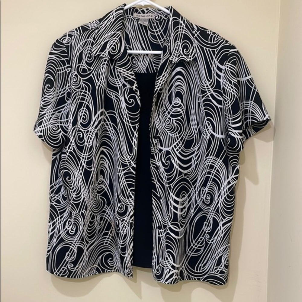Notations Black and White Swirl Button Down Shirt